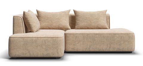 Кинг Твин угловой диван Велюр Роял шампань левый