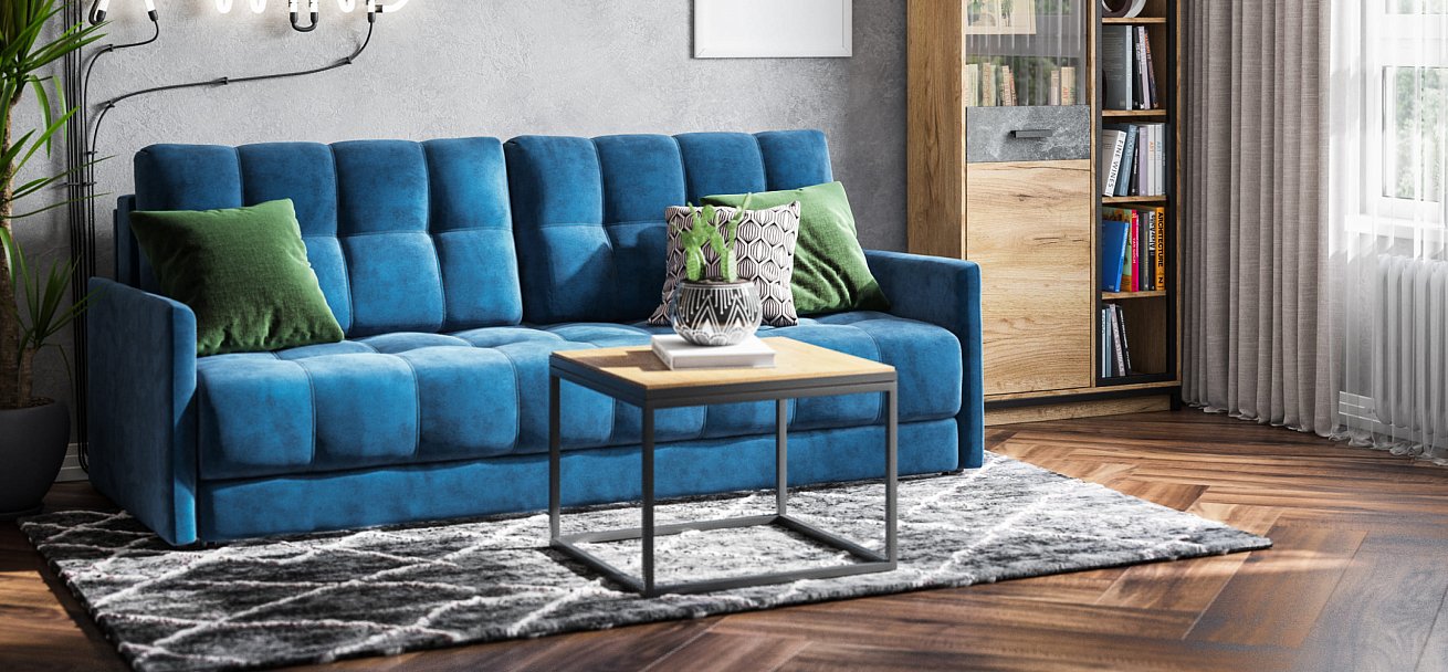 Диван BOSS 2.0 LOFT велюр Monolit синий