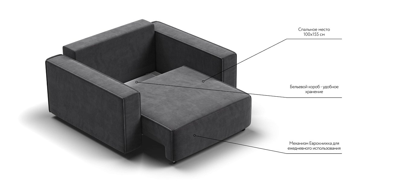 Кресло BOSS SOFT MODOOL Вельвет CORD графит