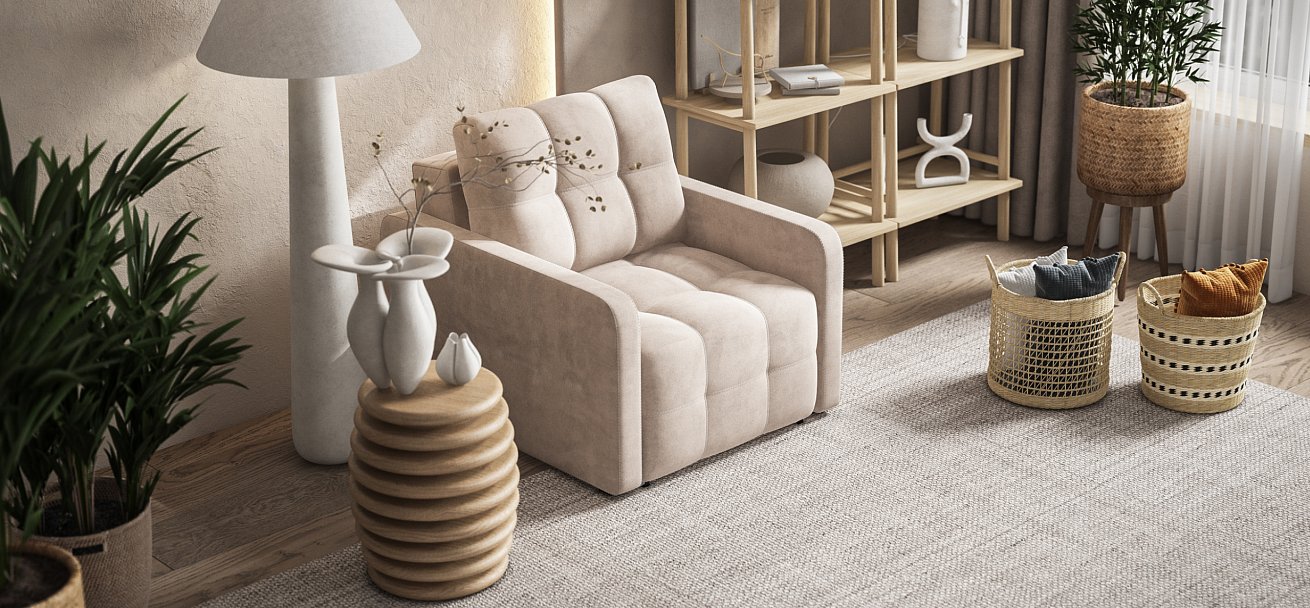 Кресло-кровать Денди Слим велюр Monolit латте