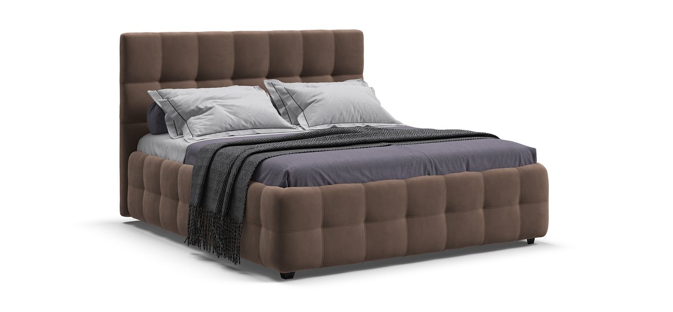 Босс Кровать+ПМ 160*200 Велюр Монолит мокко