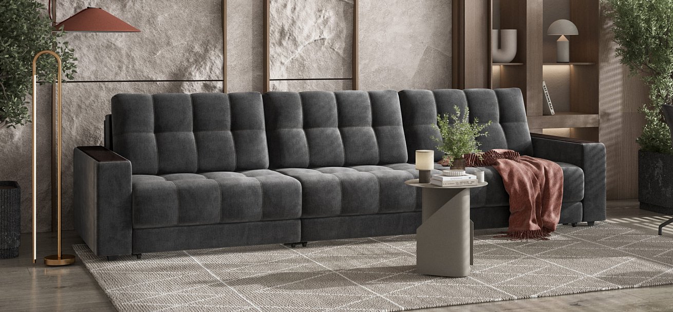 Диван BOSS GRAND Велюр Monolit серый