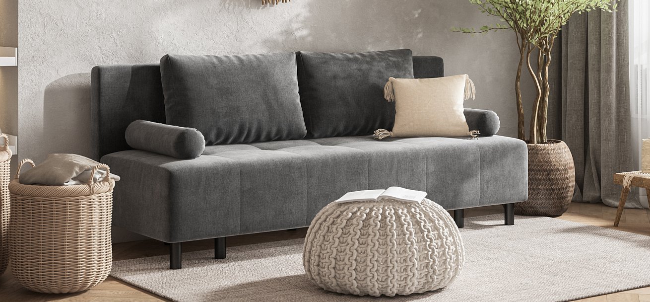 Бостон Мини диван Велюр Монолит серый