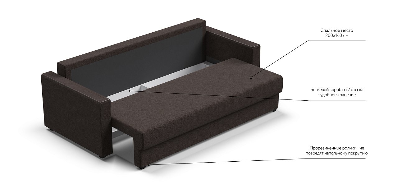 Диван Атланта НПБ 120 рогожка Malmo шоколад