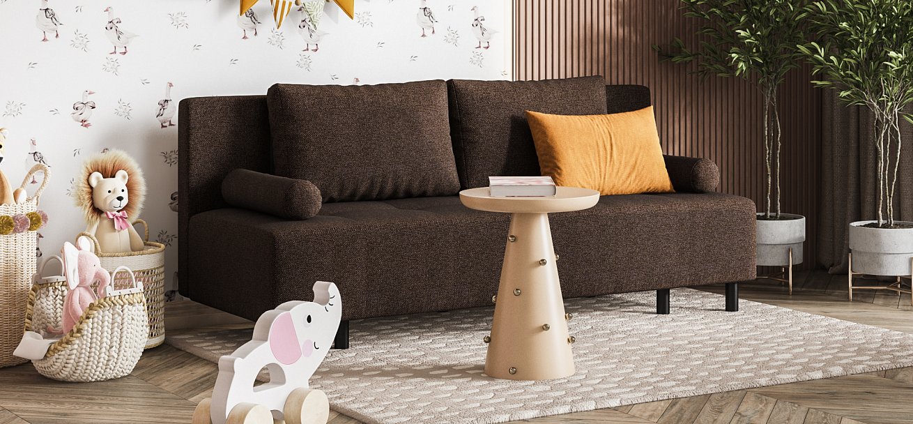 Бостон Мини диван Рогожка Мальмо шоколад