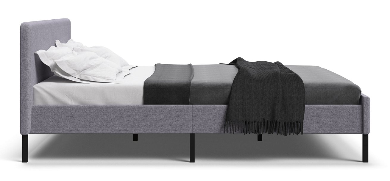 Кровать Уна 160*200 рогожка Malmo платина, черная