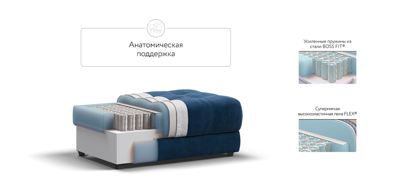 Пуф BOSS XL велюр Monolit синий