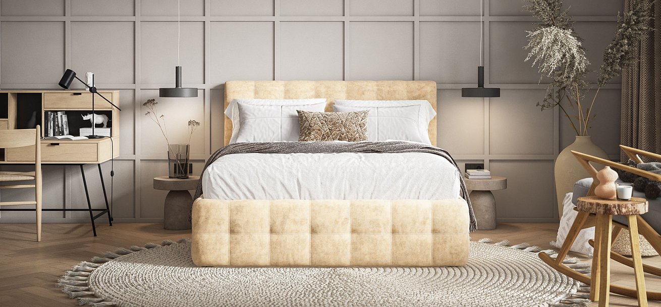 Кровать Босс 160*200 Про Велюр Royal шампань NEW