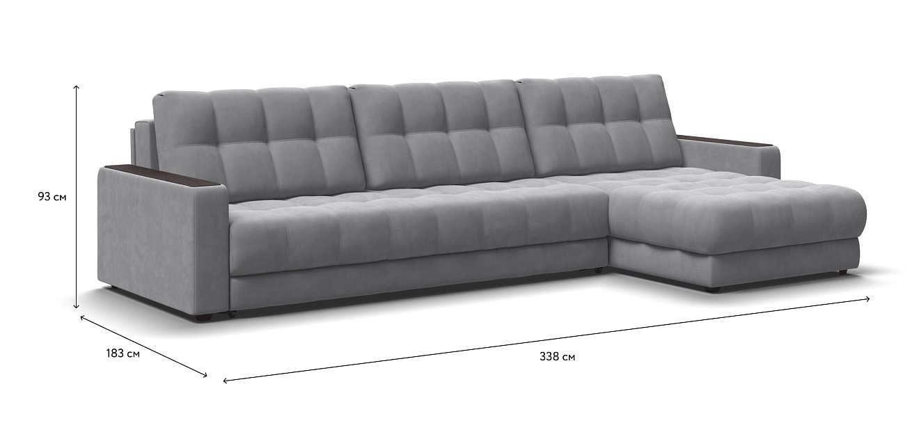 Угловой диван BOSS 3.0 MAX велюр Monolit сталь