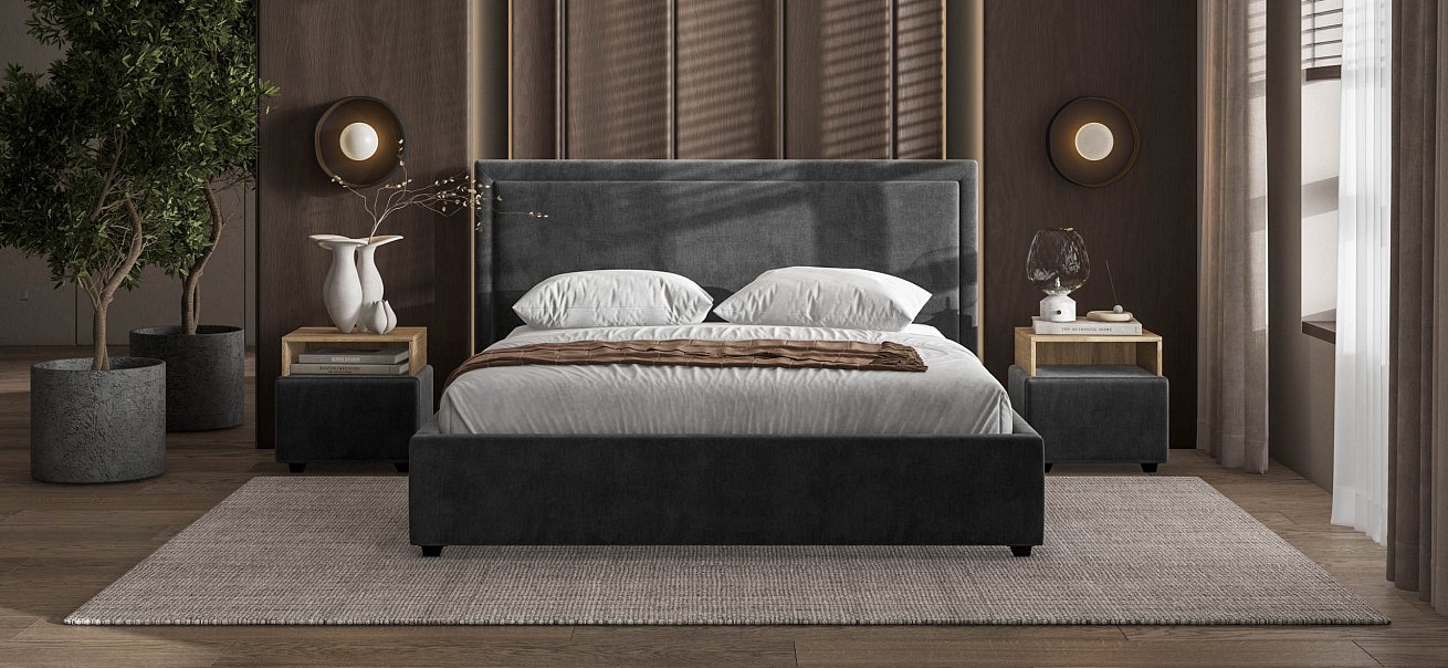 Кровать Фрея 160*200 с ПМ MONOLIT Серая