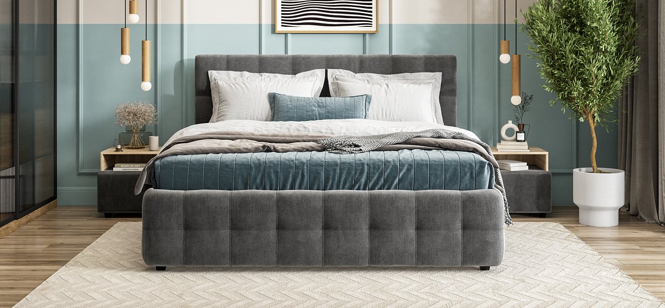 Кровать Босс 180*200 Про велюр Monolit серая