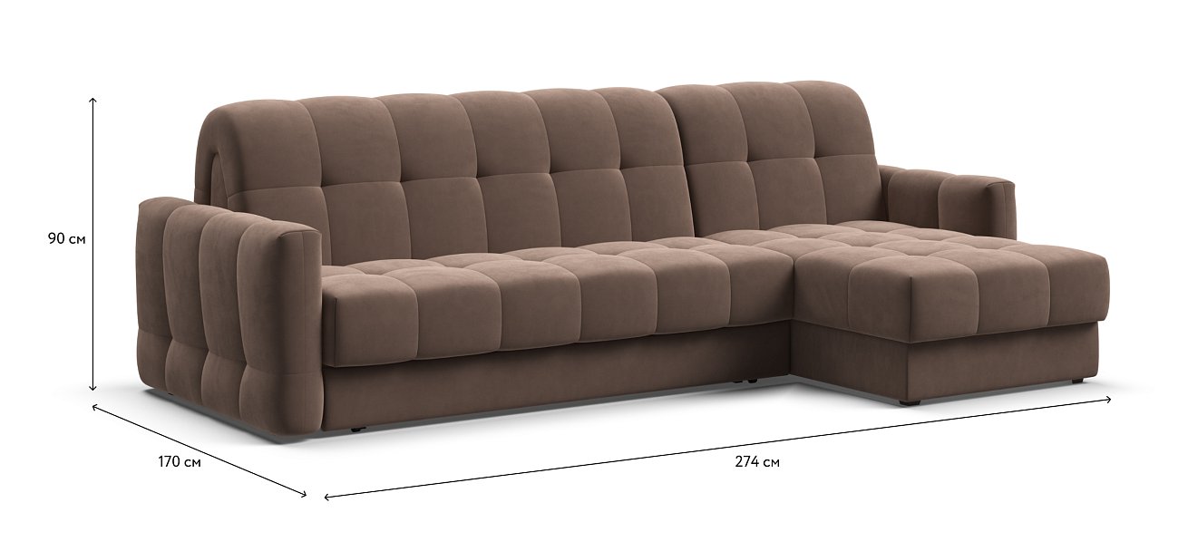 Угловой диван BOSS Sleep 160 велюр Monolit мокко