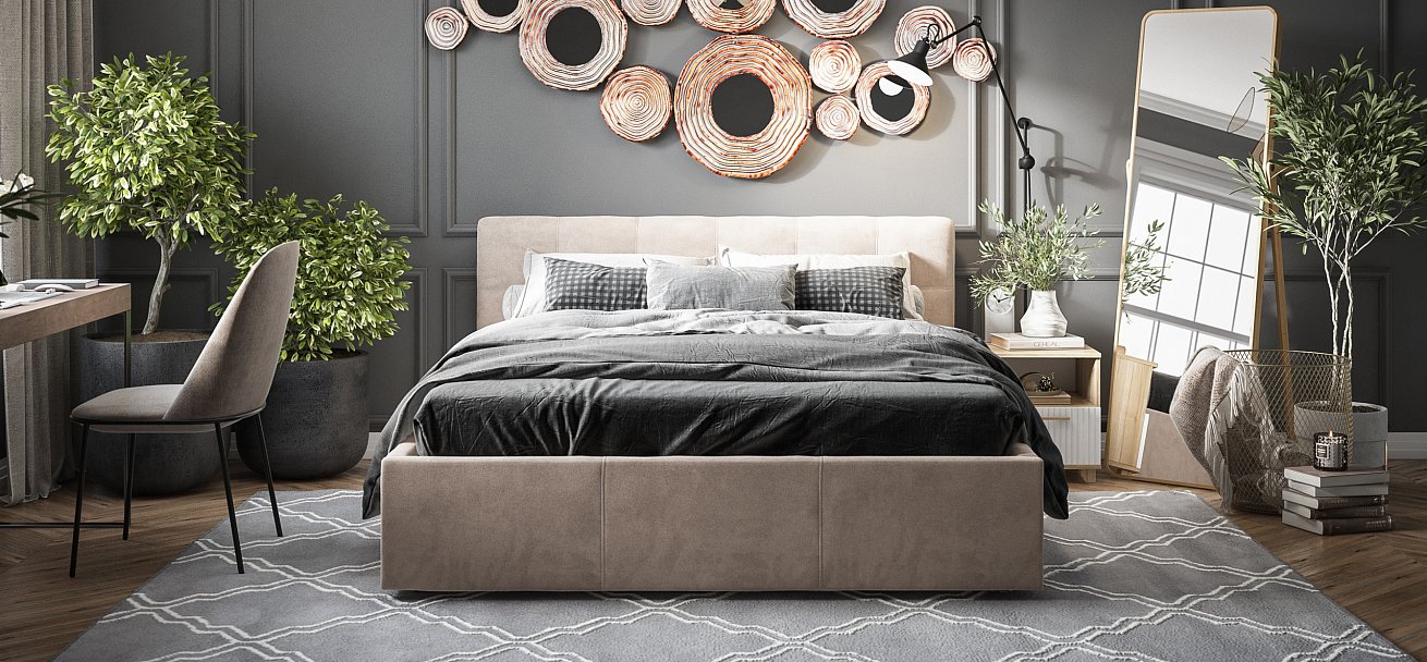 Кровать Белла 160*200 велюр Monolit латте