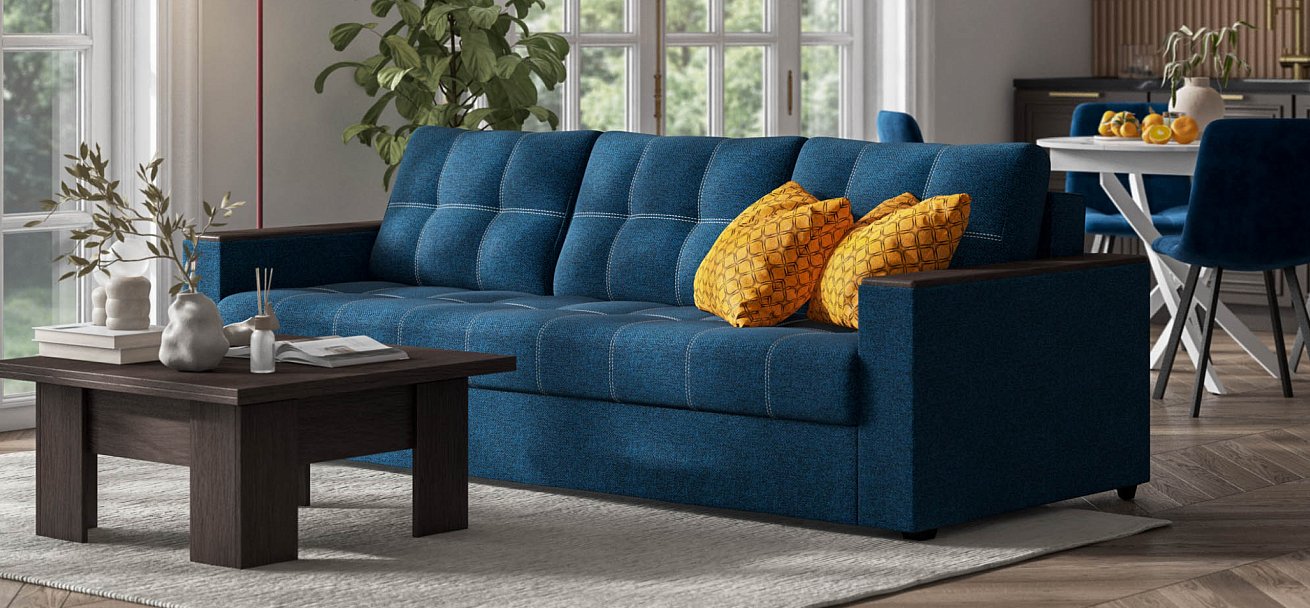 Диван Атланта НПБ 120 рогожка Malmo синий