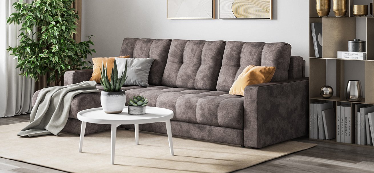 Угловой диван BOSS 3.0 Classic XL велюр Alkantara серый