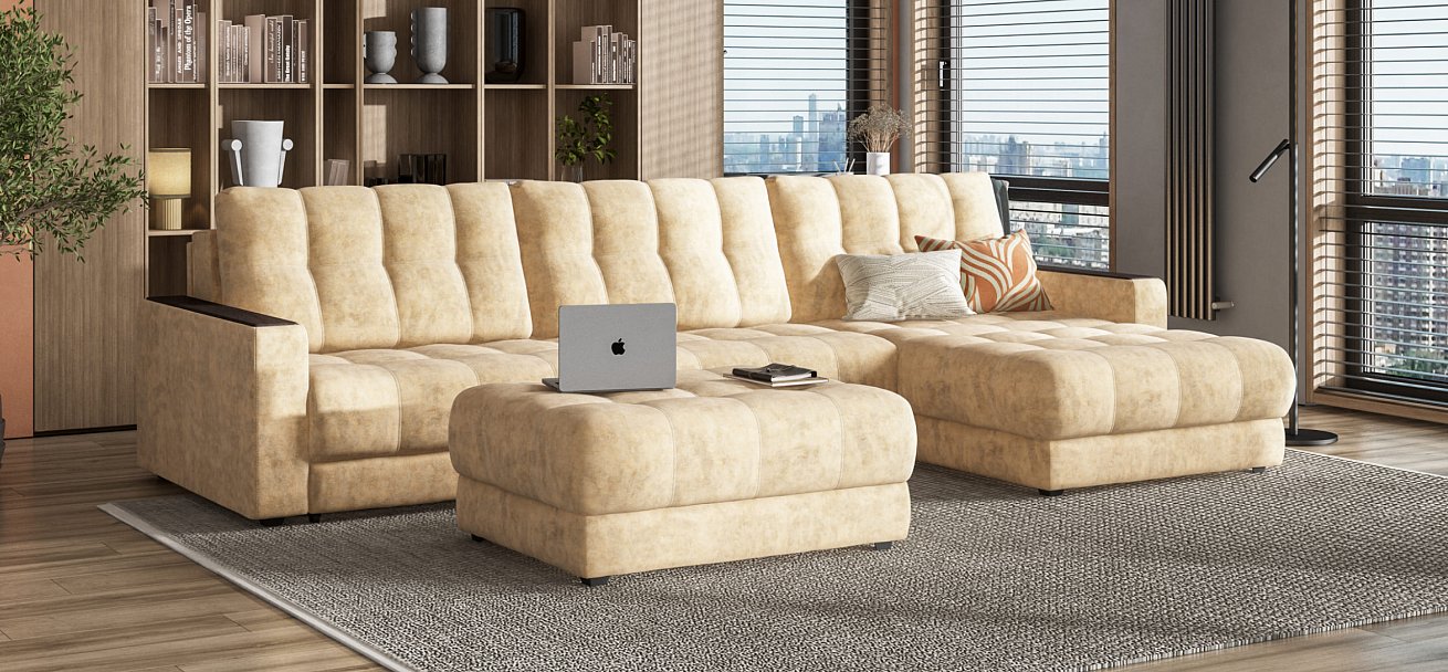 Пуф BOSS XL Велюр Роял шампань