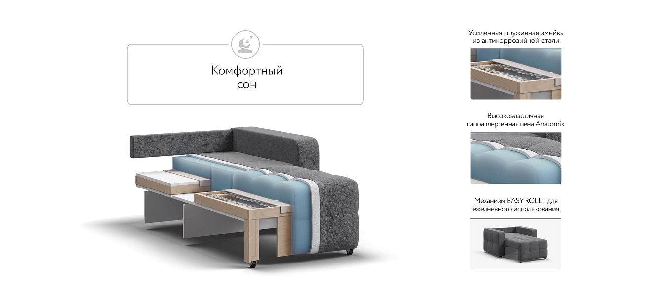 Кресло-кровать Dandy рогожка Malmo серый