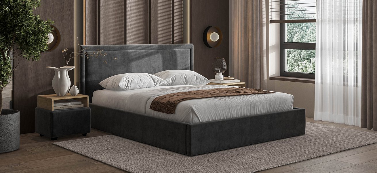 Кровать Фрея 160*200 без ПМ MONOLIT Серая