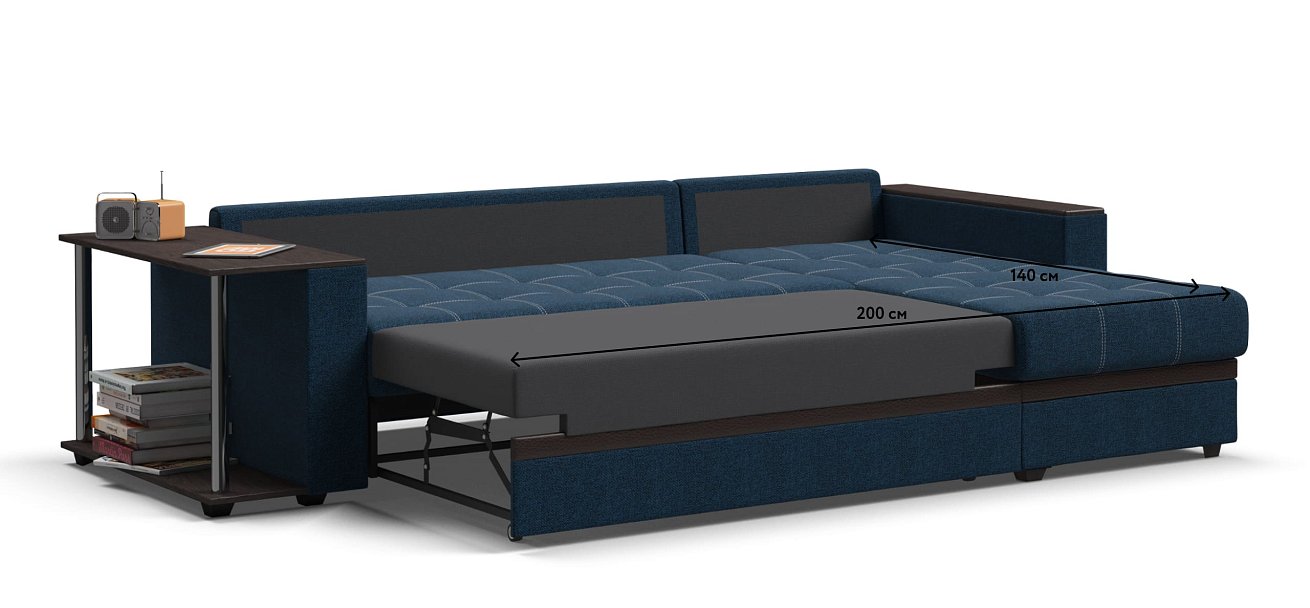 Угловой диван Атланта Люкс рогожка Malmo синий