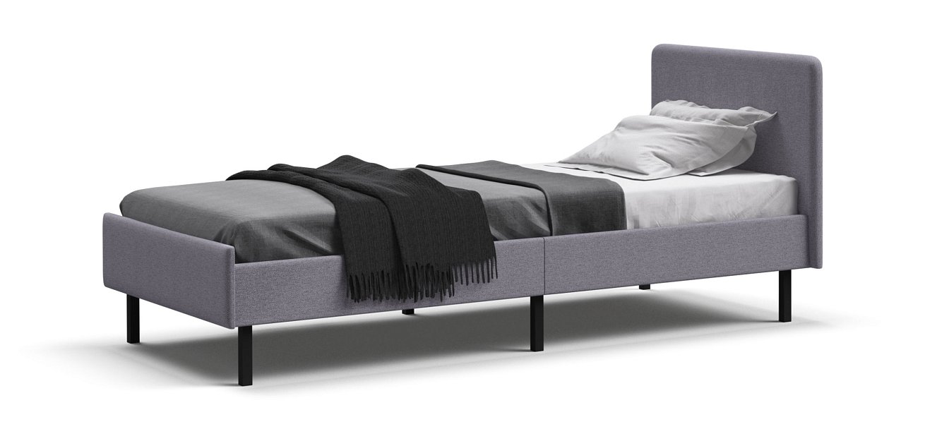 Кровать Уна мини рогожка Malmo платина, Чёрная