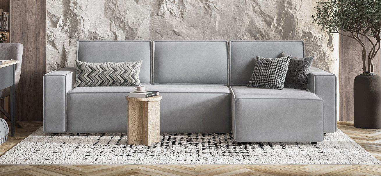 Угловой диван NORD 2.0 Велюр Monolit сталь