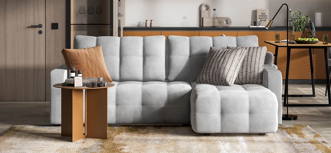 Угловой диван Dandy euro SE велюр Monolit сталь