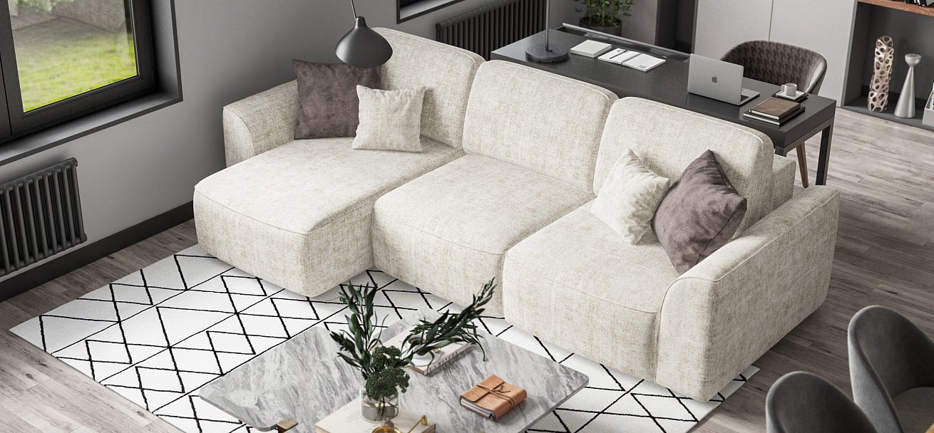 Угловой диван KING SE Шенилл IQ кварц