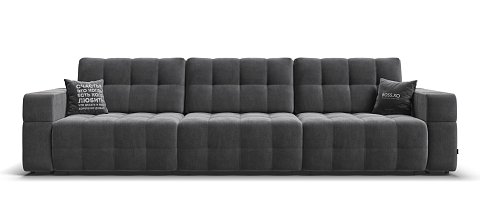 Диван BOSS.XO MAX велюр Monolit серый / WOOD Rock