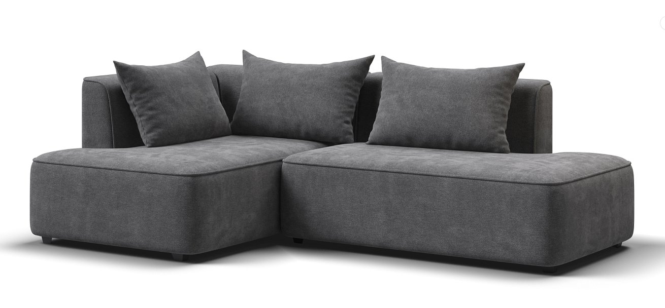 Кинг Твин угловой диван Шенилл Клауд графит левый