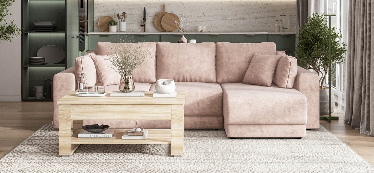 Угловой диван Босс Прайм ХЛ Велюр Royal пион