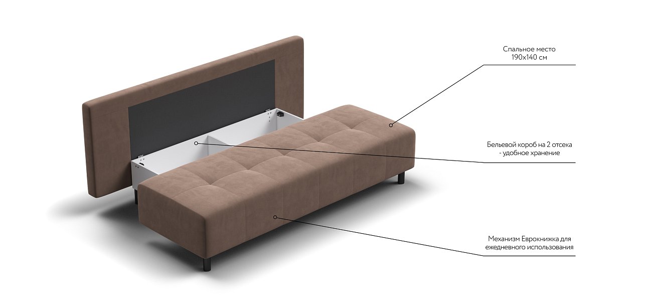 Бостон Мини диван Велюр Монолит мокко