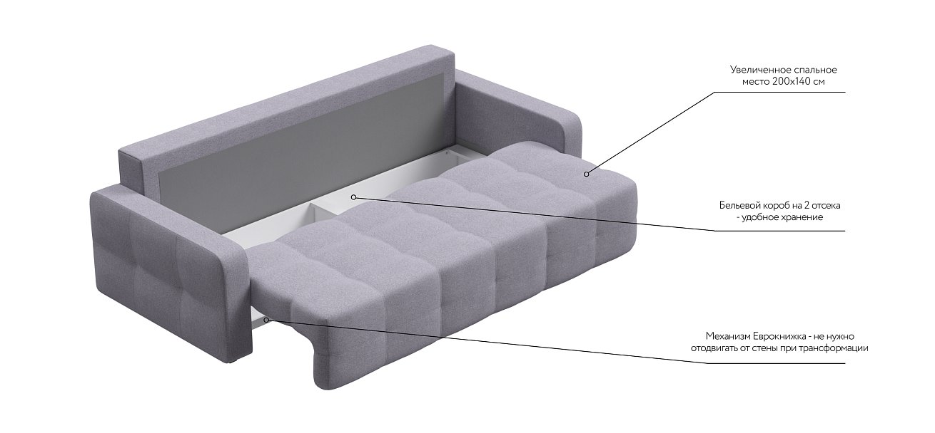 Диван Денди рогожка Malmo платина