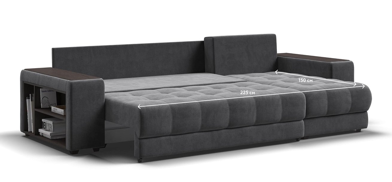 Угловой диван BOSS 3.0 XL велюр Monolit серый