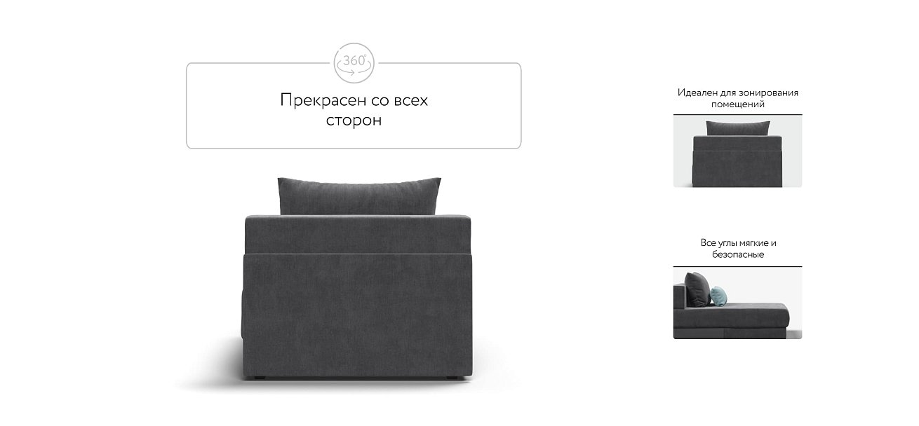 Оттоманка РИЧМОНД MODOOL Велюр Monolit серый