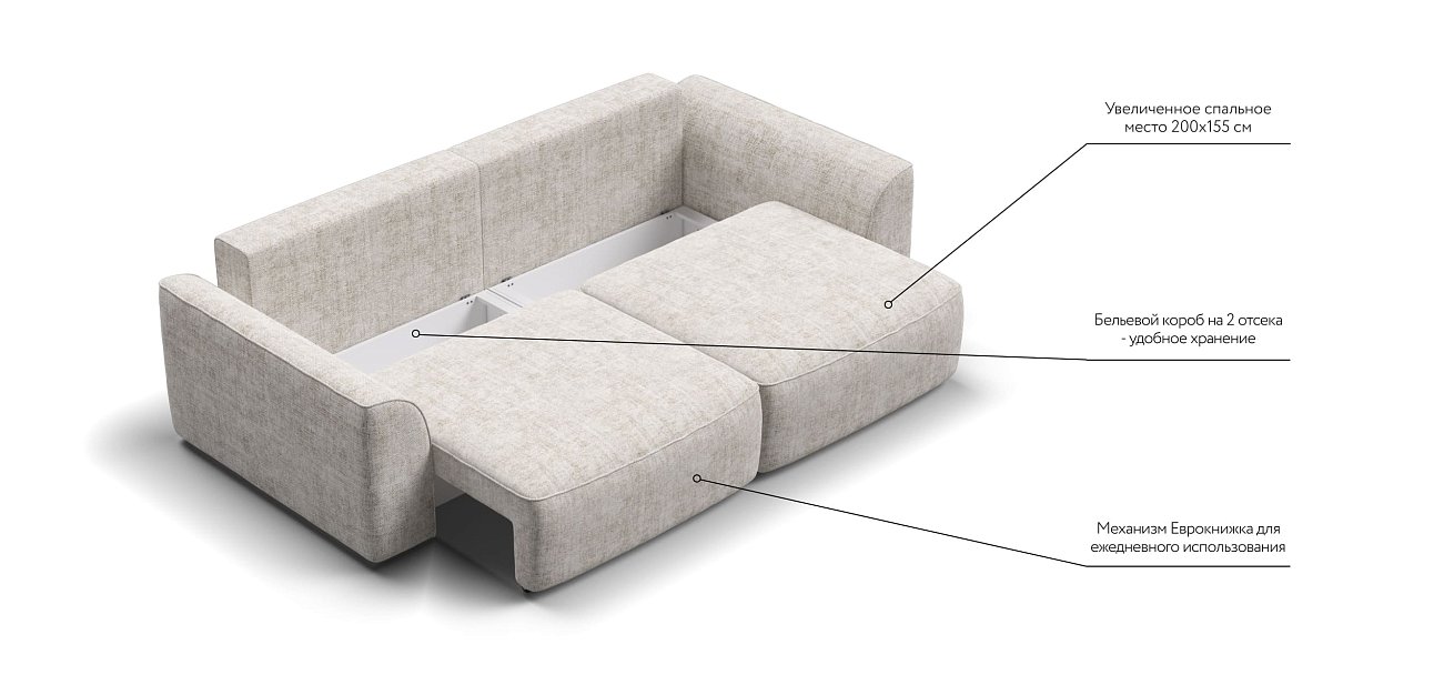 Диван KING SE шенилл IQ кварц