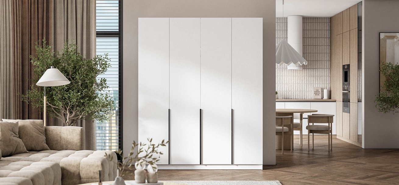 Босс Стандарт 180*220 шкаф распашной 4Д + ящики Белый