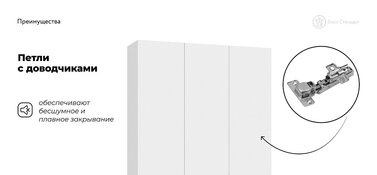 Босс Стандарт 135*220 шкаф распашной 3Д Белый