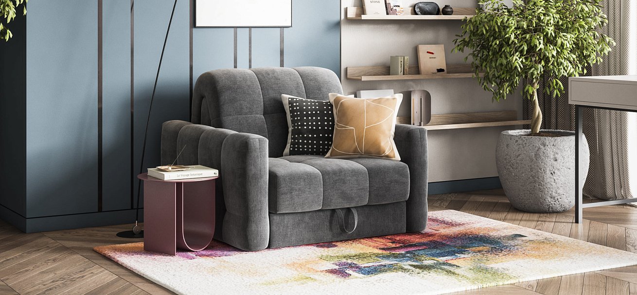 Босс Слип кресло-кровать Велюр Монолит серый