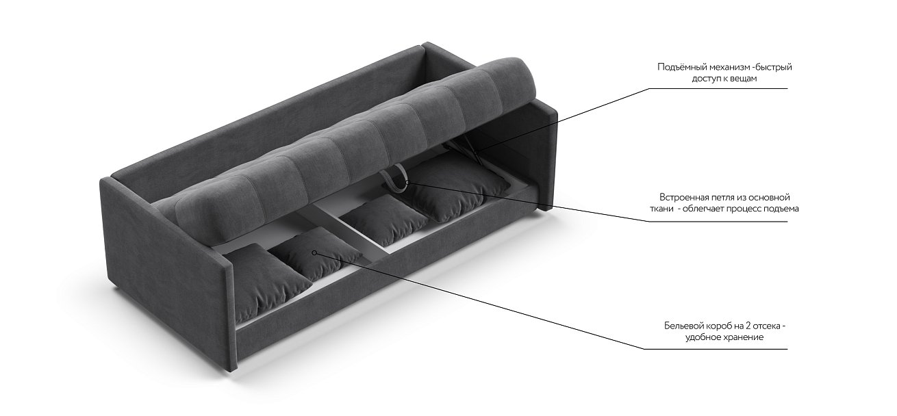 Тахта BOSS велюр Monolit серый