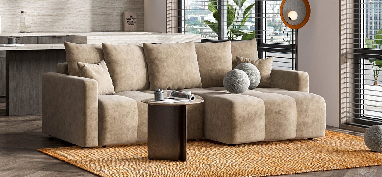 Угловой диван BOSS TREND Велюр Роял тауп