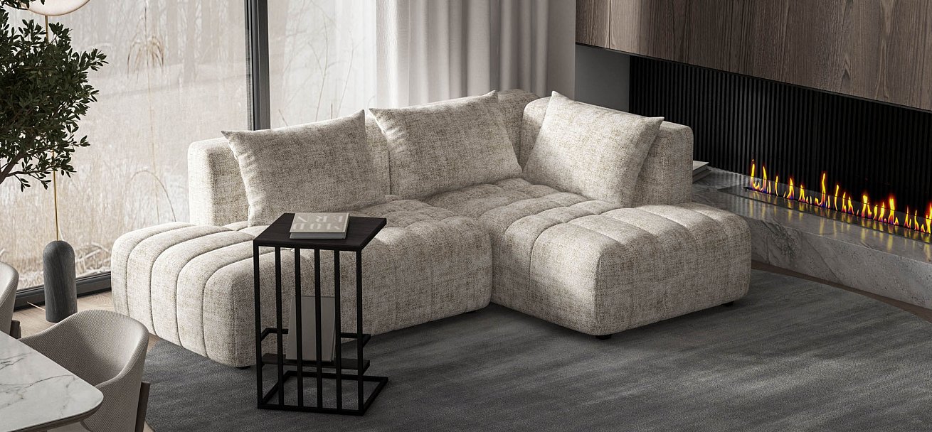 Босс Твин угловой диван правый Шенилл Смарт кварц