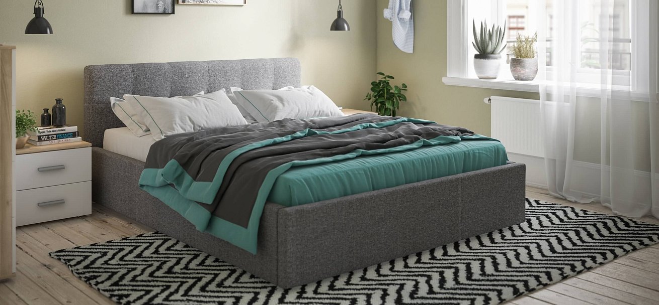 Кровать Белла 140*200 рогожка Malmo серая