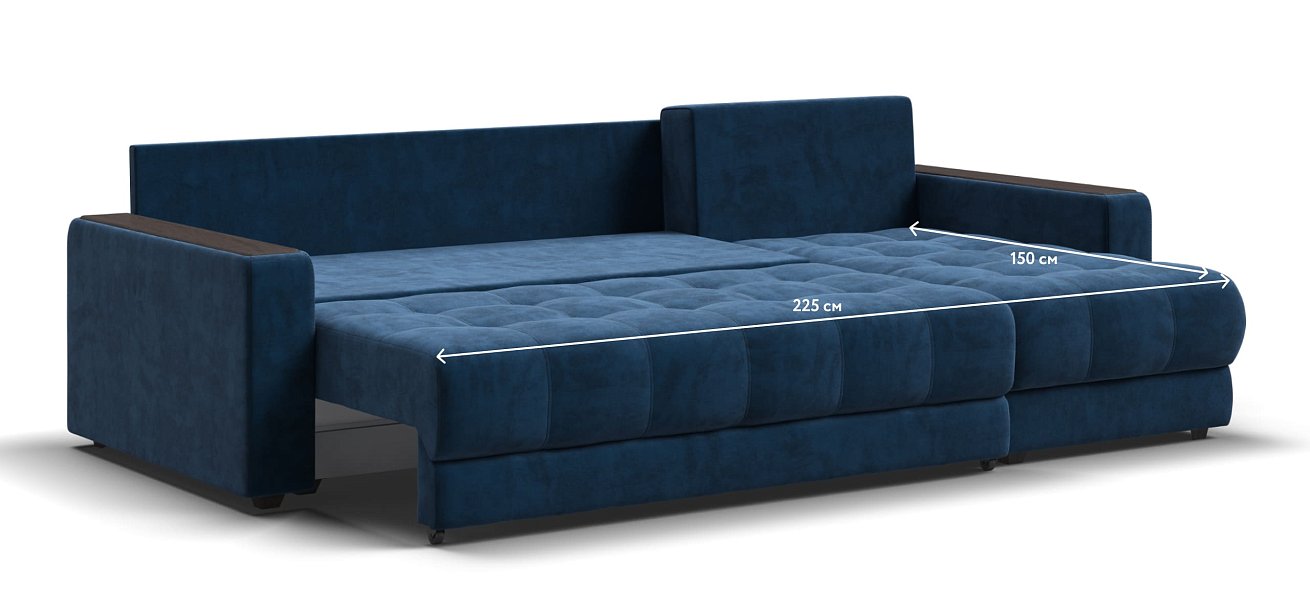 Угловой диван BOSS 3.0 Classic XL велюр Monolit синий