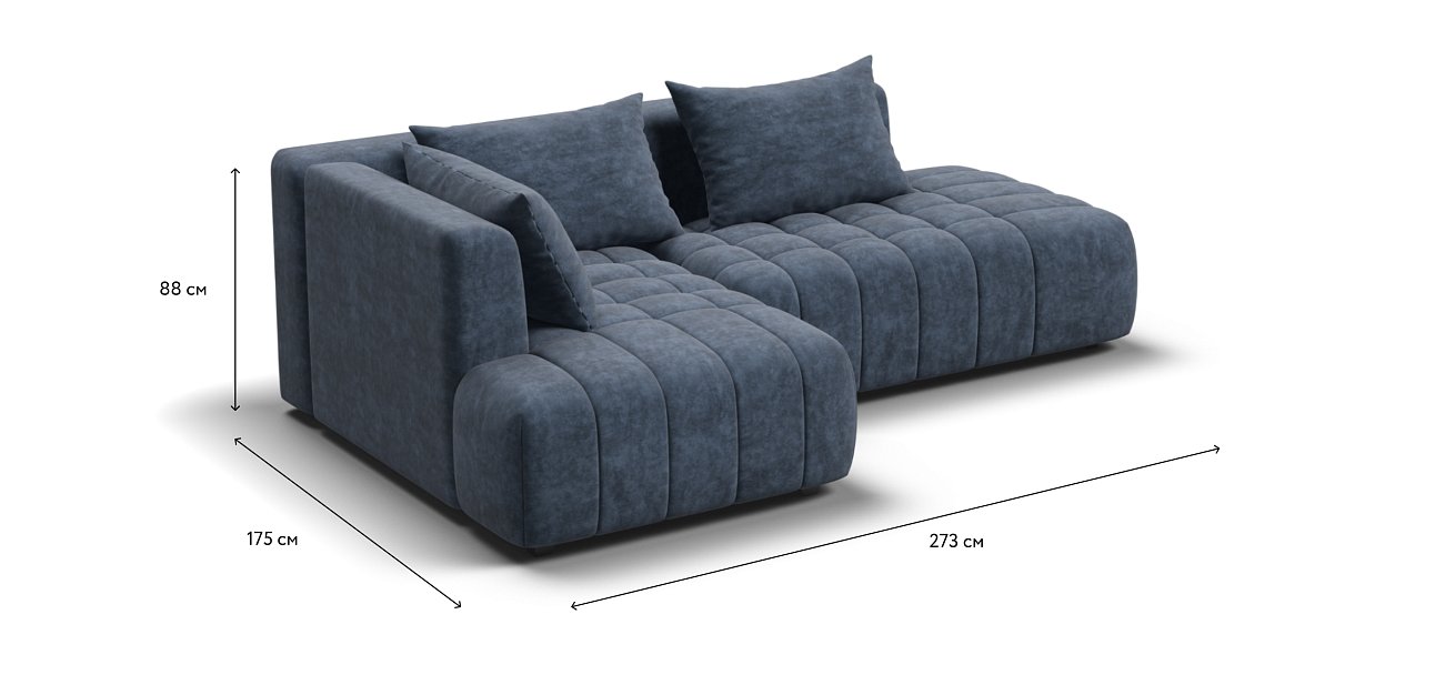 Босс Твин угловой диван левый Велюр Роял синий