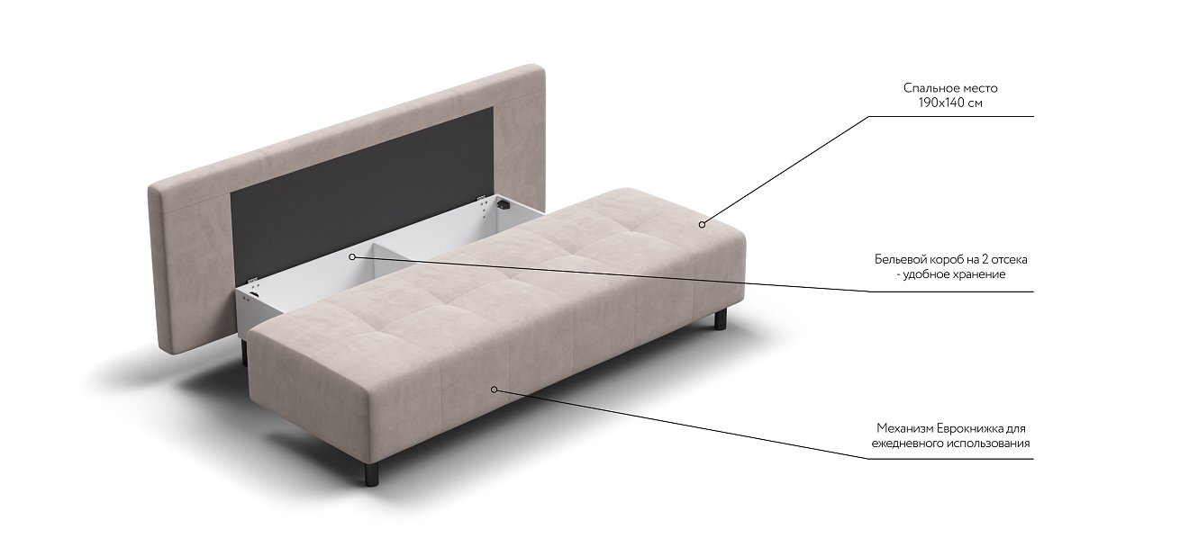 Бостон Мини диван Велюр Монолит латте