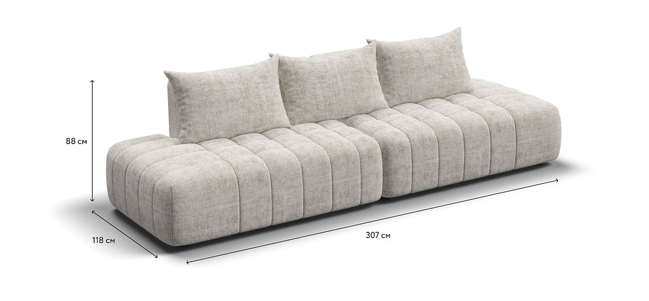 Диван Босс Твин прямой Шенилл IQ кварц