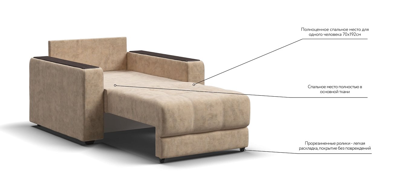 Кресло-кровать BOSS 2.0 Велюр Роял шампань