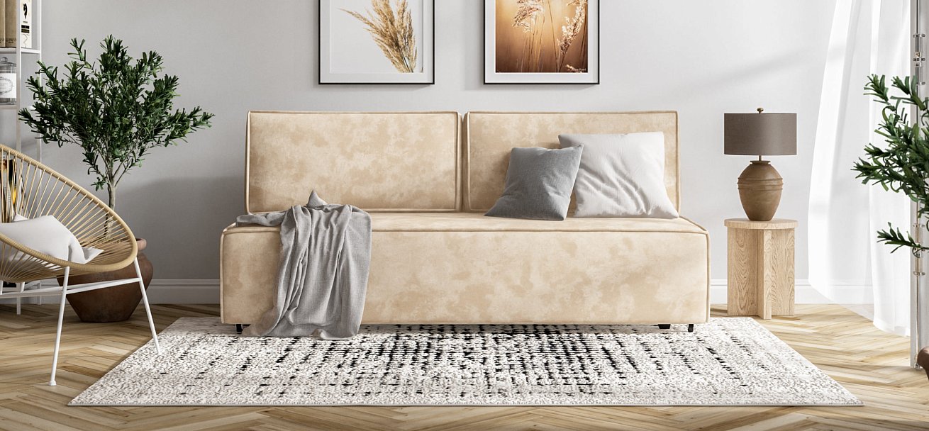 Диван NORD mini Велюр Alkantara пепел