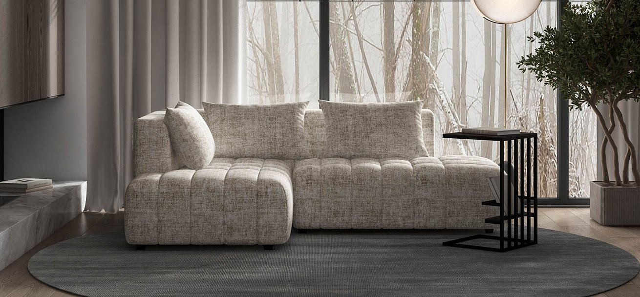 Босс Твин угловой диван левый Шенилл Смарт кварц