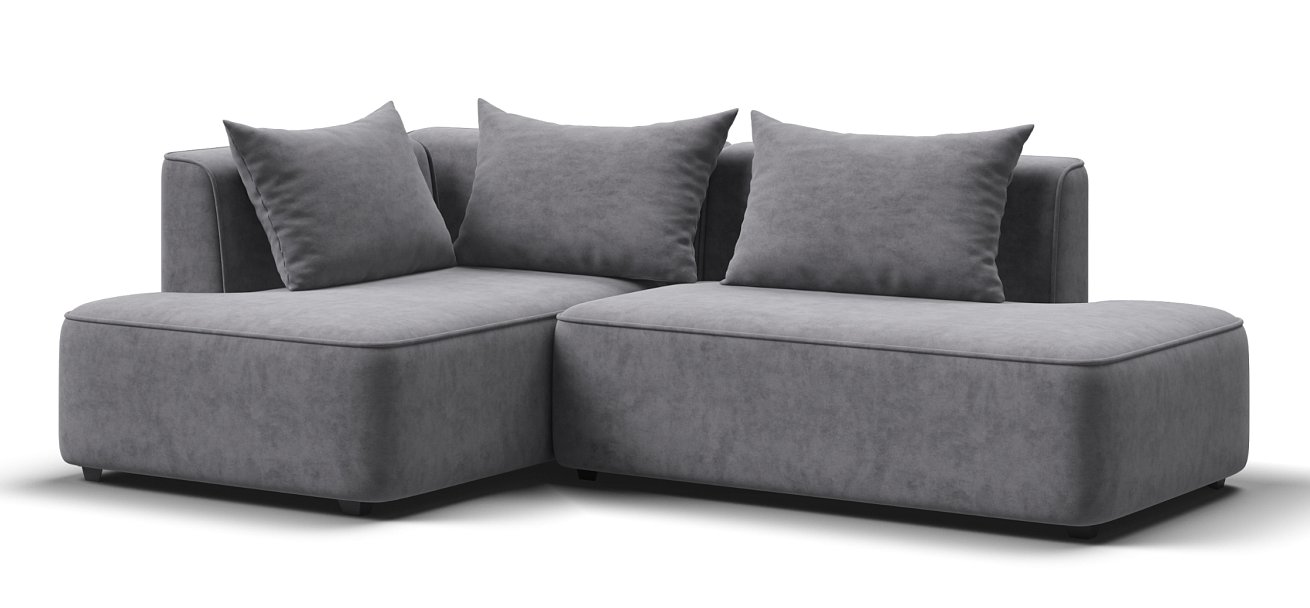 Кинг Твин угловой диван Велюр Роял агат левый